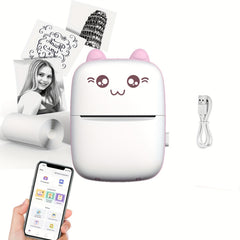 Portable Pocket Printer – Bluetooth Wireless, Fast Charging & Compact Design | Print Notes, Labels & Photos | Pink & White