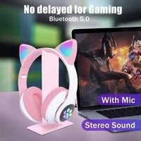 Cat Ear Wireless Gaming Headset STN-28 – LED Light-Up Cat Ears, Colorful Lighting & Over-Ear Design | Music, Gaming & Everyday Use
