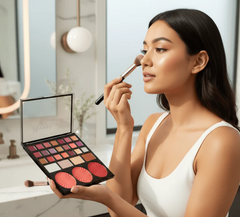 Mocallure 3-in-1 Eyeshadow Highlight & Blusher Palette – Matte & Shimmer Shades | All-in-One Face & Eye Makeup Palette