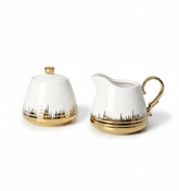 Ceramic Sugar & Milk Pot Set | Elegant White & Gold Tea Coffee Serving Set
