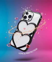 Luxury Double Heart Glitter iPhone Case | Reflective Transparent Back Cover