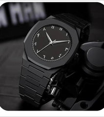 Men's Black Steel Quartz Watch | Minimalist Analog Timepiece
