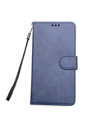 Classic Leather Wallet Flip Case – Magnetic Closure & Wrist Strap | Full Flip Cover Phone Protection | Brown & Blue