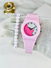 Pink Carbon Fiber Women's Watch with Butterfly Lock | Trending Ladies Timepiece 2026