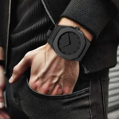 Men's Black Steel Quartz Watch | Minimalist Analog Timepiece