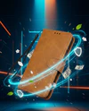 Classic Leather Wallet Flip Case – Magnetic Closure & Wrist Strap | Full Flip Cover Phone Protection | Brown & Blue