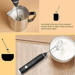 Electric Milk Frother with Dual Whisks | USB Rechargeable | Multi-Speed | Barista-Style Foam at Home
