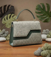 Elegant Textured Flap Handbag for Women – Geometric Top Handle Bag