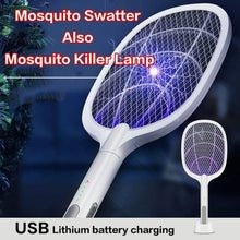Rechargeable Mosquito Swatter with UV Light – 2-in-1 Electric Killer Racket
