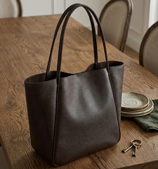 Classic Leather Tote Bag for Women – Large Capacity PU Leather Shoulder Bag