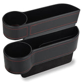 Universal Car Seat Gap Organizer with Cup Holder | Leather-Finish Storage