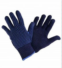Grip-Dot Knitted Safety Gloves – Blue & Orange | Anti-Slip Work Gloves