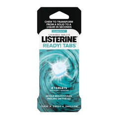 Listerine Ready! Tabs Chewable Mouthwash Tablets – Clean Mint | 8 Tablets | Alcohol-Free, Sugar-Free | No Water Needed