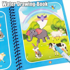 Magic Water Coloring Book Set | Reusable No-Mess Water Painting Book | Magic Pen Included | Kids Art Toy