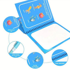 Magic Water Coloring Book Set | Reusable No-Mess Water Painting Book | Magic Pen Included | Kids Art Toy