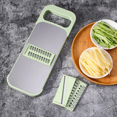 5-in-1 Vegetable Cutter with Stainless Steel Blades – Multi-Function Slicer, Dicer, Grater & Shredder | Dishwasher Safe Kitchen Tool for Fast Meal Prep (Green)
