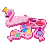 Mini Beauty Makeup Set for Kids | Flamingo Case | Eye Shadow, Lip Gloss & Applicators | Ages 3+ | Pretend Play Gift