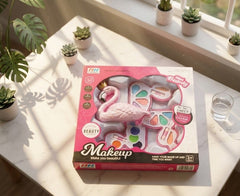 Mini Beauty Makeup Set for Kids | Flamingo Case | Eye Shadow, Lip Gloss & Applicators | Ages 3+ | Pretend Play Gift