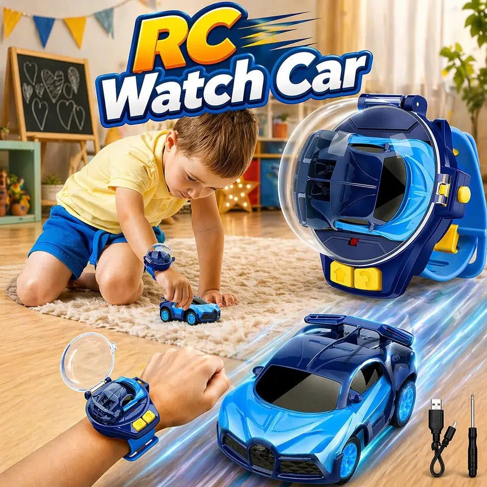 Mini Watch Remote Control Car Toy – Wearable RC Watch with Built-In Light & USB Charging | Kids Gift for Boys & Girls