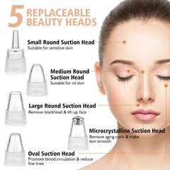 5-in-1 Electric Blackhead Remover – USB Rechargeable Derma Suction Facial Cleanser | Deep Pore Cleansing & Dead Skin Removal for All Skin Types