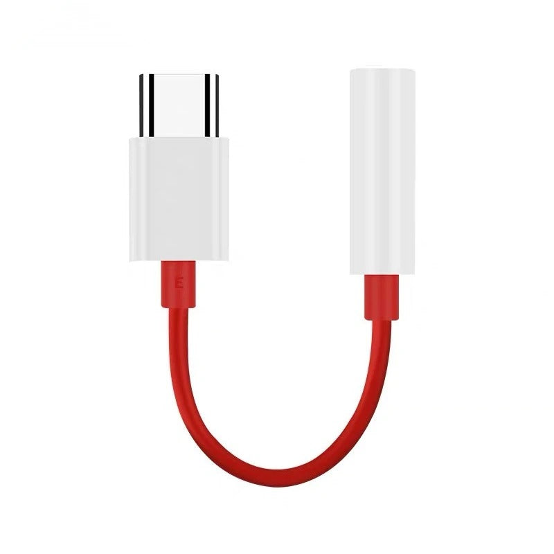 Type C to 3.5mm Earphone Converter | 3-in-1 Audio Adapter | White & Red