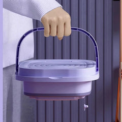 8L Portable Mini Foldable Washing Machine with Spin Dryer – 30W Energy-Efficient Compact Washer for Socks, Underwear & Delicates | Travel, Dorm & Home Use (Purple)