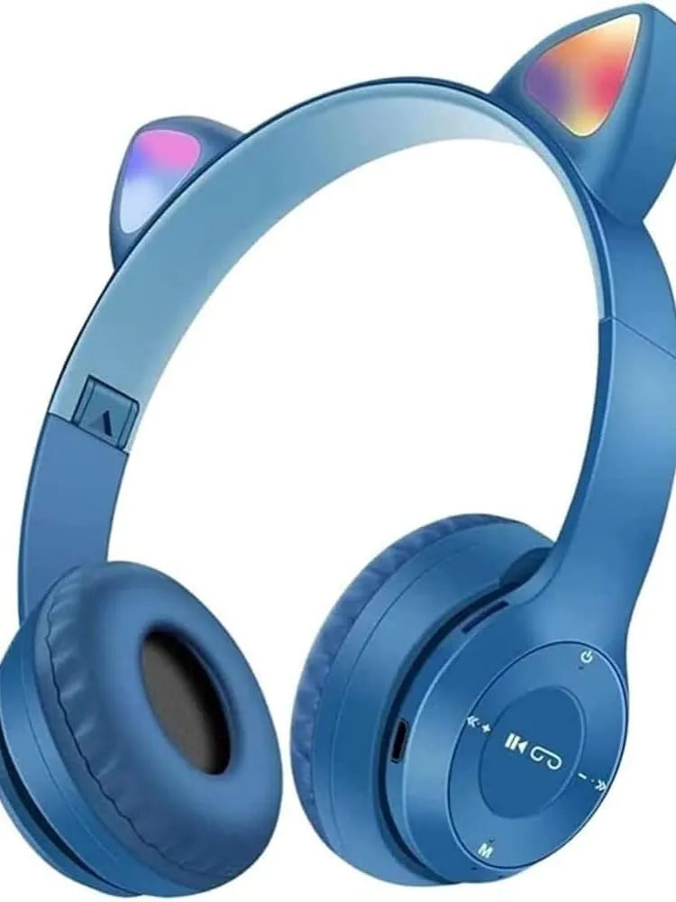 Cat Ear LED Headphones | Glowing Wireless Headset for Girls & Kids | Mint Green, Blue & Purple