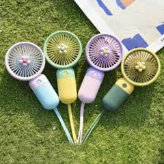 USB Rechargeable Mini Handheld Fan – Portable Cooling Fan for Home, Office & Outdoor | Yellow & Mint Green