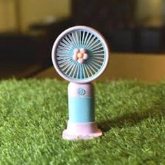 USB Rechargeable Mini Handheld Fan – Portable Cooling Fan for Home, Office & Outdoor | Yellow & Mint Green