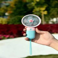 USB Rechargeable Mini Handheld Fan – Portable Cooling Fan for Home, Office & Outdoor | Yellow & Mint Green