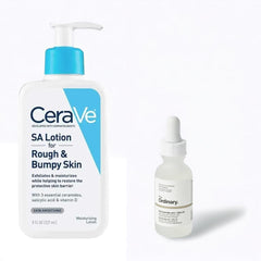 CeraVe SA Lotion for Rough & Bumpy Skin + The Ordinary Niacinamide 10% Serum – 2-in-1 Exfoliating & Brightening Bundle