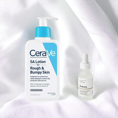 CeraVe SA Lotion for Rough & Bumpy Skin + The Ordinary Niacinamide 10% Serum – 2-in-1 Exfoliating & Brightening Bundle