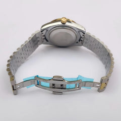Men's Luxury Watch | Gold Dial Diamond-Studded | Two-Tone Gold & Silver Bracelet | Date Window | Gift Box Pakistan
