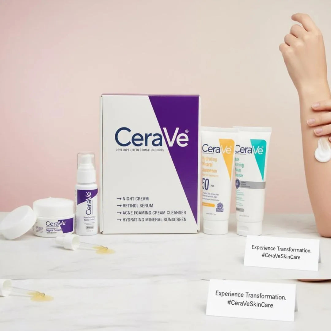 CeraVe Whitening & Brightening 4-in-1 Facial Kit – Acne Scar Removal, Anti-Aging & Deep Cleansing | All Skin Types