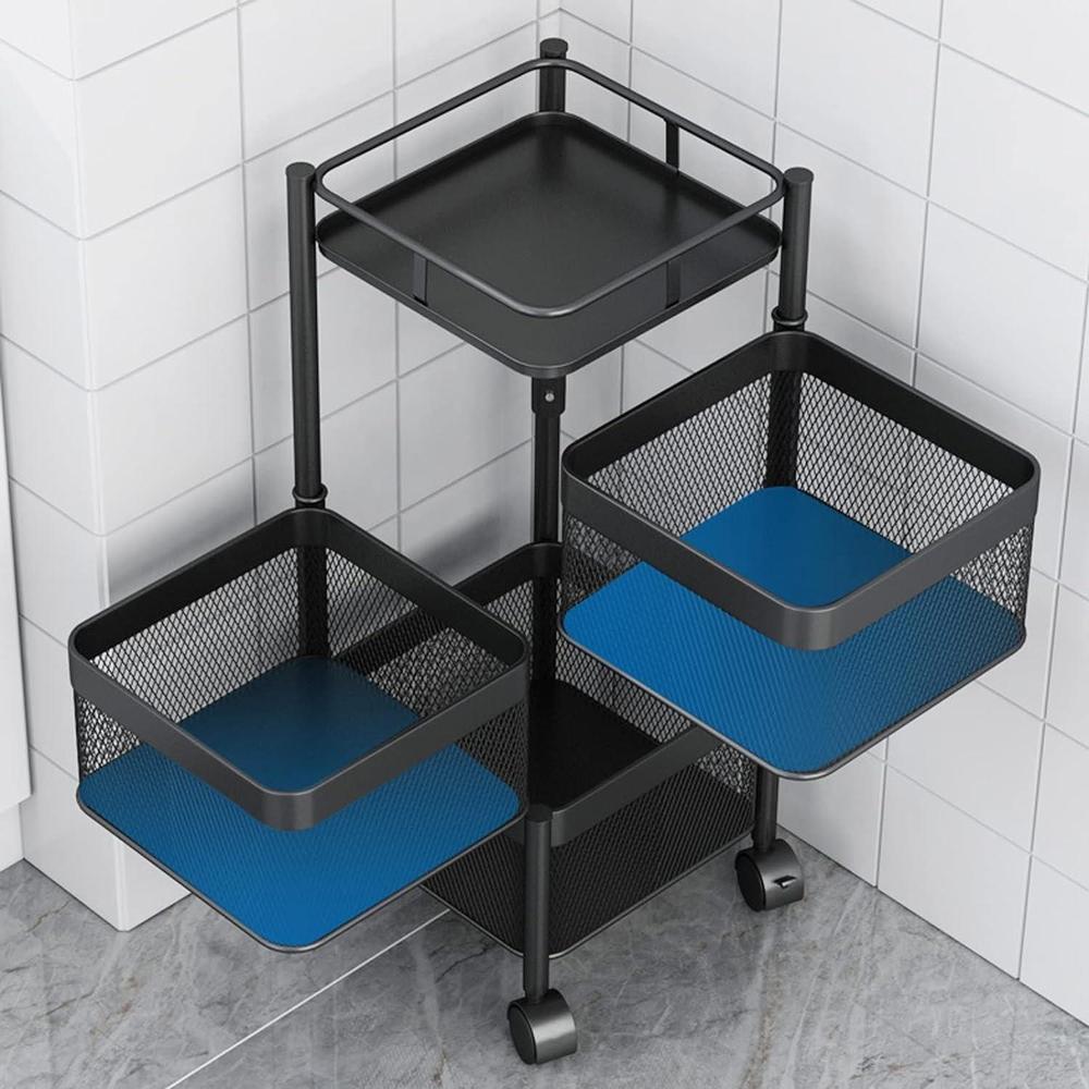 Premium 3-Tier Rotatable Fruit Basket | Black Iron Kitchen Storage Organizer 2026 – Rolling & Space-Saving