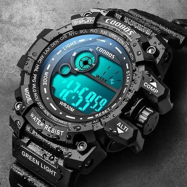 Men's Digital Sport Watch | Black & Blue | 24-Hour Display | Water Resistant | Long Battery Life | 24mm Pakistan