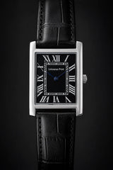 Men's Rectangular Watch | Roman Numeral Dial | Textured Leather Strap | Water Resistant | Gift Box Pakistan