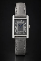 Men's Rectangular Watch | Roman Numeral Dial | Textured Leather Strap | Water Resistant | Gift Box Pakistan