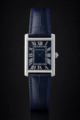 Men's Rectangular Watch | Roman Numeral Dial | Textured Leather Strap | Water Resistant | Gift Box Pakistan