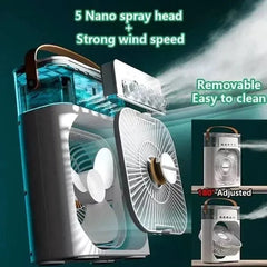 Portable Air Humidifier Fan 20W | White | Cool Mist Ultrasonic Humidifier for Home & Office