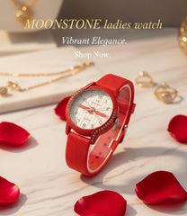 Women's Red Silicone Watch | Crystal Accent Dial | Lightweight Sweat-Resistant | Eid & Daily Wear Pakistan