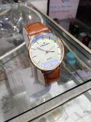 Men's Luxury Watch | Gold Dial | Green Leather Strap | Water Resistant | Comfort Fit | Imported Quality Pakistan
