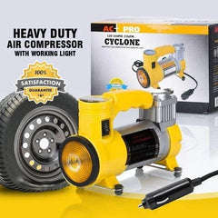 Heavy Duty Portable Air Compressor 150 PSI – 12V with LED Light & Auto Shut-Off | Yellow