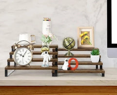 Premium 4-Layer Wooden Spice Rack | Brown Kitchen Organizer with Black Metal Support – Countertop Storage 2026