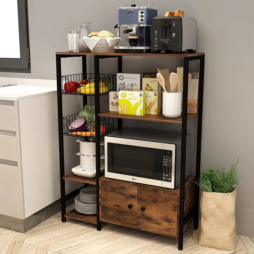 Premium Heavy-Duty Iron Kitchen Rack | Black Multi-Tier Storage Organizer 2026 – Large 101×45×85 cm