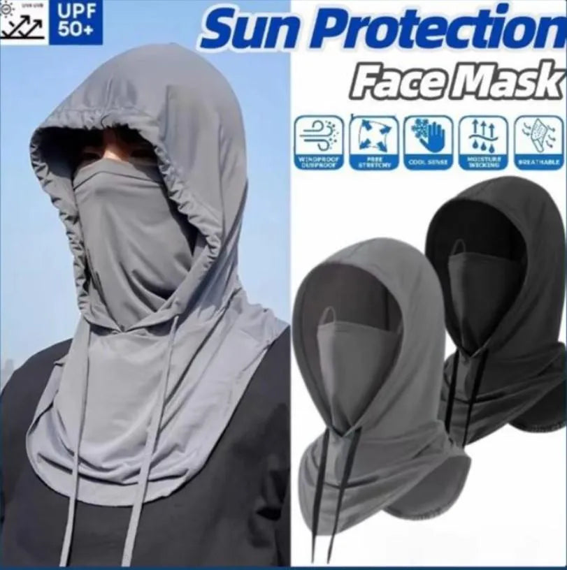 Sun Protection Face Mask – Breathable Nylon Cloth Mask for Men & Women | Black & Grey | XL