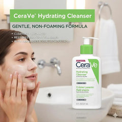CeraVe Hydrating Cream-to-Foam Cleanser 236ml – Removes Dirt & Makeup Without Stripping Moisture | Normal to Dry & Sensitive Skin | Men & Women