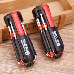 8-in-1 Stainless Steel Screwdriver Set – Portable Compact Multi-Bit Tool Kit | Black