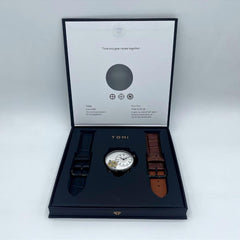 Men's Face Gear Watch | Off-White Roman Numeral Dial | Transparent Gear Mechanism | Black Leather Strap | Swiss-Inspired Pakistan