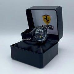Men's Racing Chronograph Watch | Black Dial Red & White Accents | 5 ATM Water Resistant | Rubber Strap | Date Display Pakistan